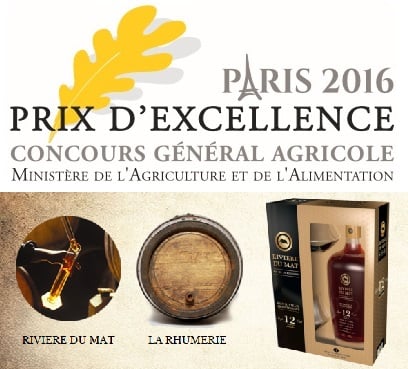 Prix d'Excellence pour le rhum Rivière du Mât au Concours Général Agricole 2016