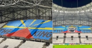 Un tifo aux couleurs de la Réunion dans le stade de l'OM