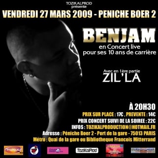 Benjam en concert à Paris pour ses 10 ans de carrière